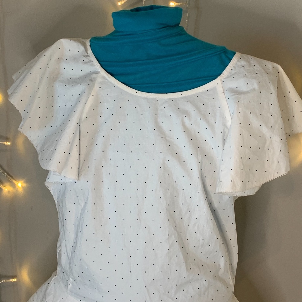 Joie White Peplum Top w/ Black Polkadots NWT - Picture 4 of 8